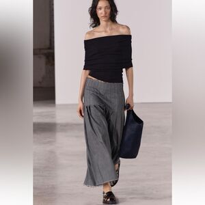 ZARA BNWT 2024. BLUE GREY PLEATED MIDI LONG SKIRT